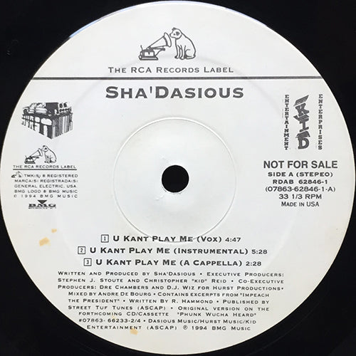 SHA 'DASIOUS // U KANT PLAY ME (3VER) / PHUNK WUCHA HEARD (3VER)
