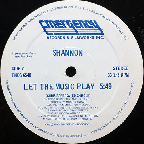 SHANNON // LET THE MUSIC PLAY (5:49) / DUB (6:10)