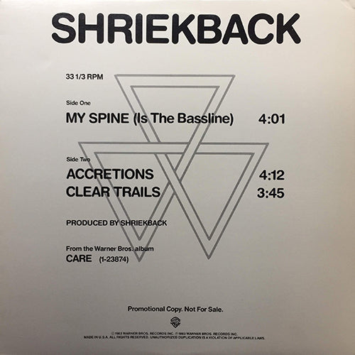 SHRIEKBACK // MY SPINE (IS THE BASSLINE) (4:01) / ACCERETIONS (4:12) / CLEAR TRAILS (3:45)