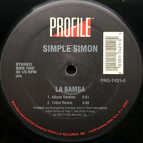 SIMPLE SIMON / PANHEAD // LA BAMBA (3VER) / PUT UP YOUR LIGHTER