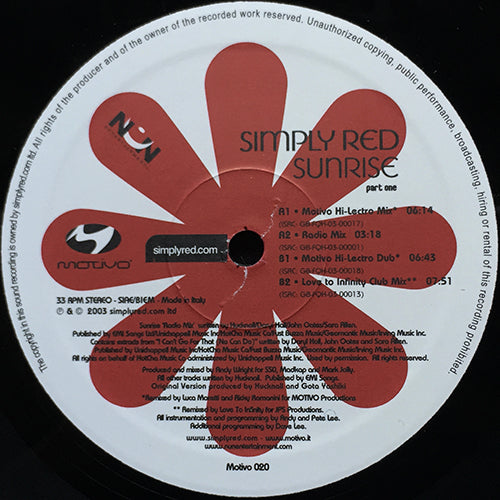 SIMPLY RED // SUNRISE (PART ONE) (4VER)