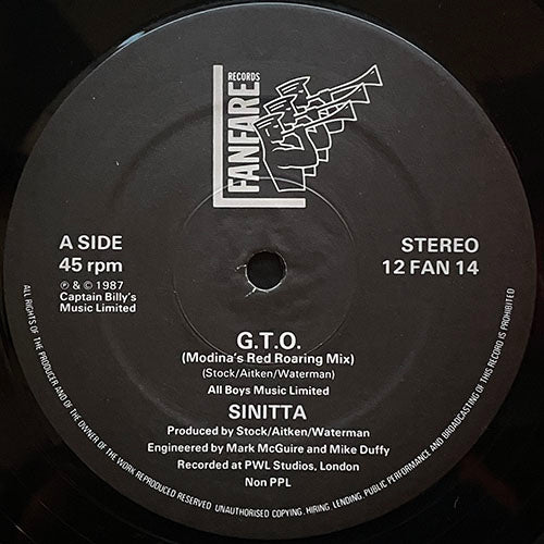 SINITTA // G.T.O. (MODINA'S RED ROARING MIX) (3VER)