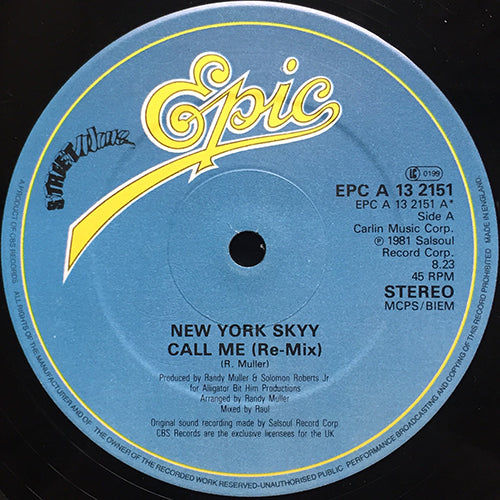 SKYY // CALL ME (RE-MIX) (8:23) / (ORIGINAL) (6:21) / JAM THE BOX (4:54)