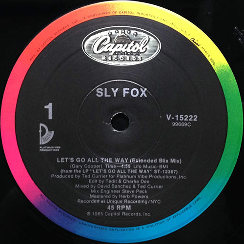 SLY FOX // LET'S GO ALL THE WAY (EXTENDED BLIX MIX) (4:59) / (DIAMOND DUB MIX) (5:13) / (SHORT BLIX MIX) (3:57)