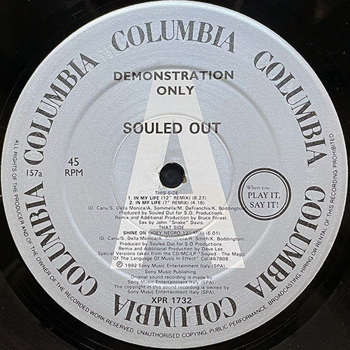 SOULED OUT // IN MY LIFE (2VER) / SHINE ON (JOEY NEGRO REMIX)