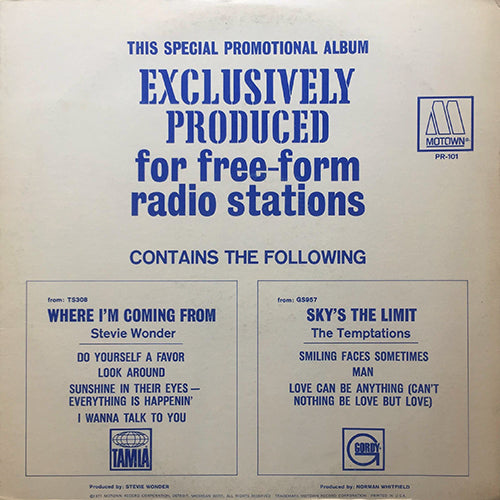 TEMPTATIONS / STEVIE WONDER // SMILING FACES SOMETIMES (12:35) / MAN (2:37) / LOVE CAN BE ANYTHING (9:20) / DO YOURSELF A FAVOR (5:58) / LOOK AROUND (2:45) / SUNSHINE IN THEIR EYES/EVERYTHING IS HAPPENIN' (7:00) / I WANNA TALK TO YOU (5:10)