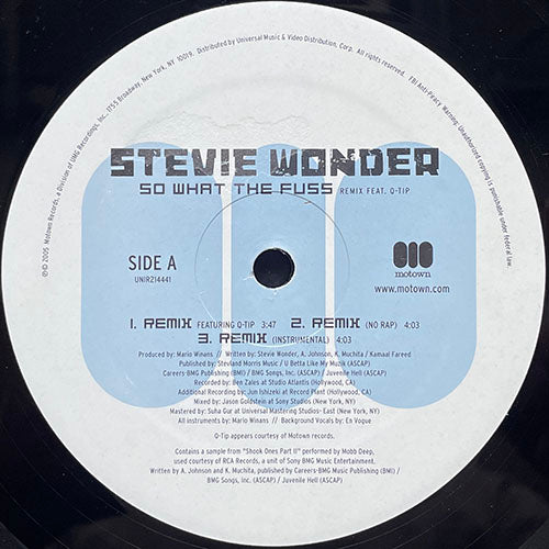 STEVIE WONDER // SO WHAT THE FUSS (DANCE MIX) (3VER) / (REMIX) feat. Q-TIP (3VER)