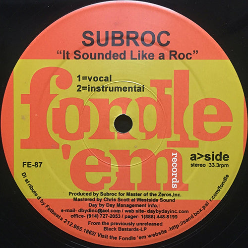 SUBROC / K.M.D. // IT SOUNDED LIKE A ROC (2VER) / STOP SMOKIN' THAT SHIT (2VER)
