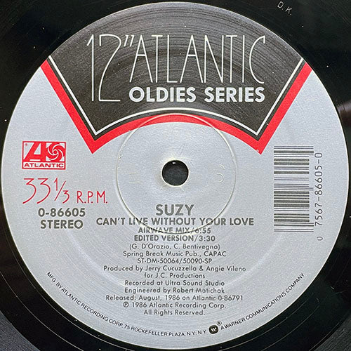 SUZY / MEL & KIM // CAN'T LIVE WITHOUT YOUR LOVE (AIRWAVE MIX) (6:55) / (EDITED VERSION) (3:30) / SHOWING OUT (GET FRESH AT THE WEEKEND) (7:15)