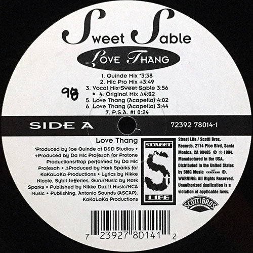 SWEET SABLE // LOVE THANG (12VER) / P.S.A. (2VER)