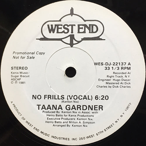TAANA GARDNER // NO FRILLS (6:20) / (INSTRUMENTAL) (6:08)