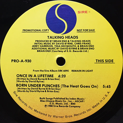 TALKING HEADS // ONCE IN A LIFETIME (4:20/3:33) / BORN UNDER PUNCHES (THE HEAT GOES ON) (5:45) / HOUSES IN MOTION (4:27)