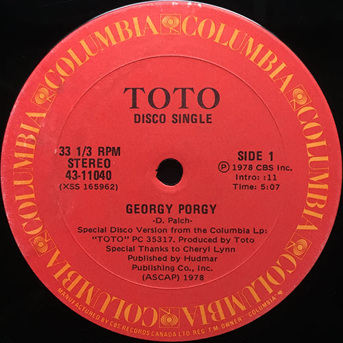 TOTO // GEORGY PORGY (5:07) / CHILD'S ANTHEM (2:45)