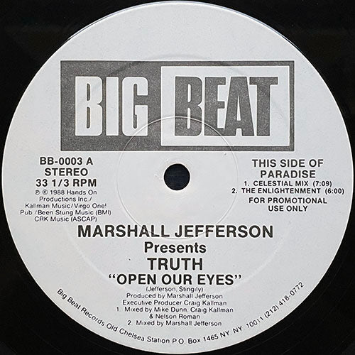 MARSHALL JEFFERSON presents TRUTH // OPEN OUR EYES (4VER)