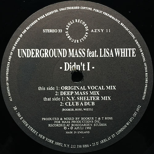 UNDERGROUND MASS feat. LISA WHITE // DIDN'T I (4VER)