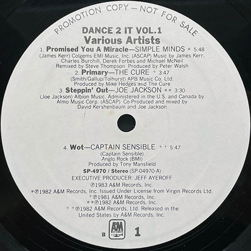 V.A. (SIMPLE MINDS / THE CURE / JOE JACKSON / CAPTAIN SENSIBLE / POLICE / FALCO / HUMAN LEAGUE) // DANCE 2 IT VOL. 1 (EP) inc. PROMISED YOU A MIRACLE / PRIMARY / STEPPIN' OUT / WOT / VOICES INSIDE MY HEAD / DER KOMMISSAR / DON'T YOU WANT ME etc