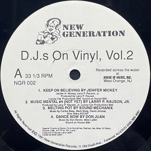 V.A. (JENIFER MICKEY / LARRY P. RAUSON, JR. / SOUND MECHANIX / DON JUAN / THREE DEE) // D.J.S ON VINYL VOL. 2 (EP) inc. KEEP ON BELIEVING / MUSIC MENTAL #4 (NOT YET) / MELTING POT / DANCE NOW / COME WITH ME / BURNIN' UP PHILLY / / ACID RAIN etc