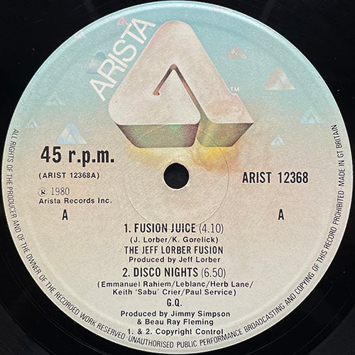 V.A. (JEFF LORBER / G.Q. / BREAKWATER / GARY BARTZ) // FUNKSTERS (EP) inc. FUSION JUICE (4:10) / DISCO NIGHTS (REMIX) (6:50) / SAY YOU LOVE ME GIRL (6:40) / AFTER GLOW (5:20)