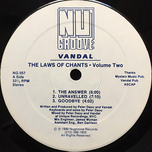 VANDAL // THE LAWS OF CHANTS - VOLUME TWO (EP) inc. THE ANSWER / UNRAVELLED / GOODBYE / CAN'T GET STARTED / MOST DANGEROUS UNIVERSE