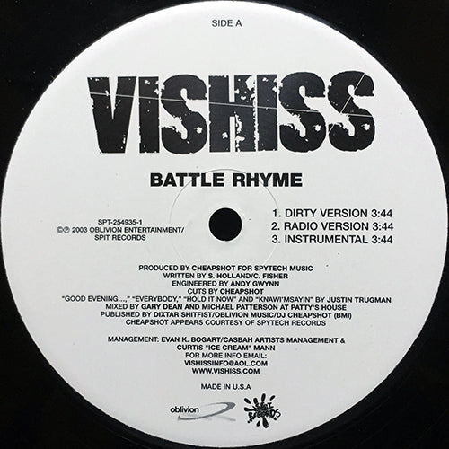 VISHISS // BATTLE RHYME (3VER) / KILLIN' SPREE (3VER)
