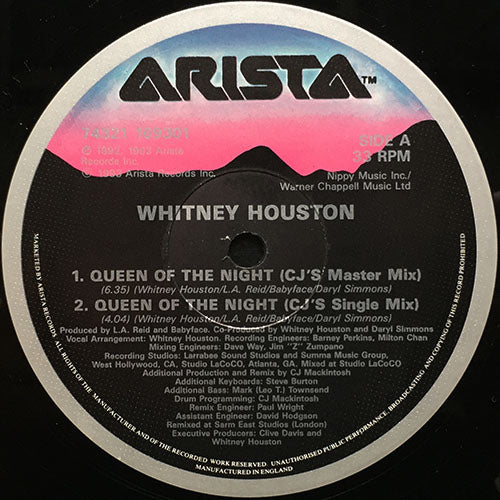 WHITNEY HOUSTON // QUEEN OF THE NIGHT (CJ MACKINTOSH REMIX) (5VER)