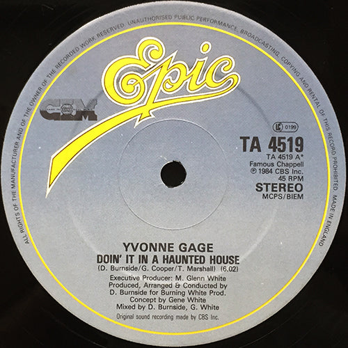 YVONNE GAGE // DOIN' IT IN A HAUNTED HOUSE (6:02) / INST (5:22)