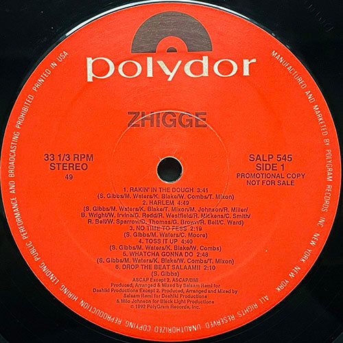 ZHIGGE // ZHIGGE (LP) inc. RAKIN' IN THE DOUGH / HARLEM / NO TIME TO FESS / TOSS IT UP / DROP THE BEAT SALAAM / ZHIGGE MAN / I WANNA BE WITH YOU / MAKE YA HIPS HOP / SOME OL' LOW-LIFE SKIT / BORN BLACK / NOW WHAT