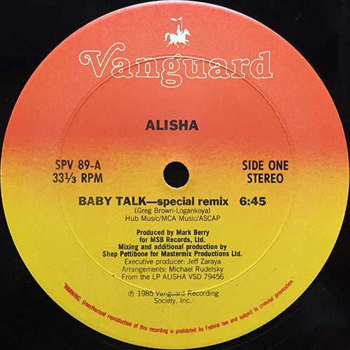 ALISHA // BABY TALK (6:45) / INST DUB (5:36) / VOCAL DUB (4:32)