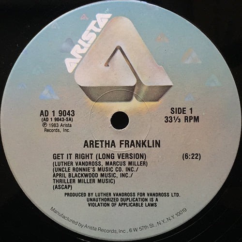 ARETHA FRANKLIN // GET IT RIGHT (6:22) / INST (6:31)
