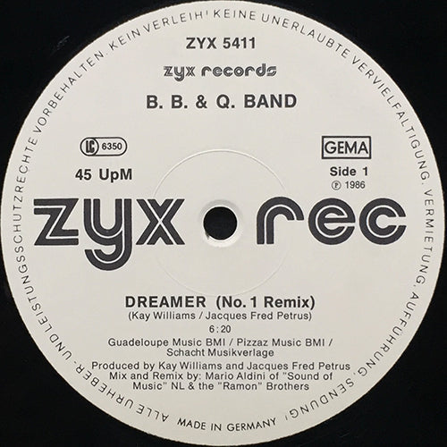 B.B. & Q. BAND // DREAMER (NO.1 REMIX) (6:20) / ON THE SHELF (5:15)