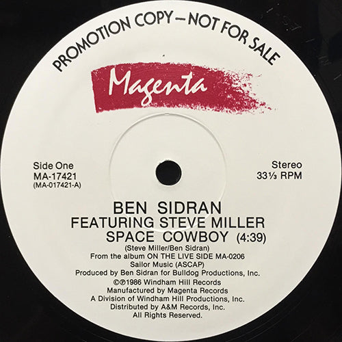 BEN SIDRAN feat. STEVE MILLER // SPACE COWBOY (5:06/4:39)