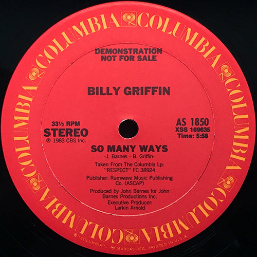 BILLY GRIFFIN // SO MANY WAYS (5:58) / SAVE YOUR LOVE FOR ME (4:59)