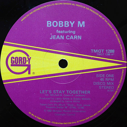 BOBBY M feat. JEAN CARN // LET'S STAY TOGETHER (4:04) / CHARLIE'S BACKBEAT (4:36)