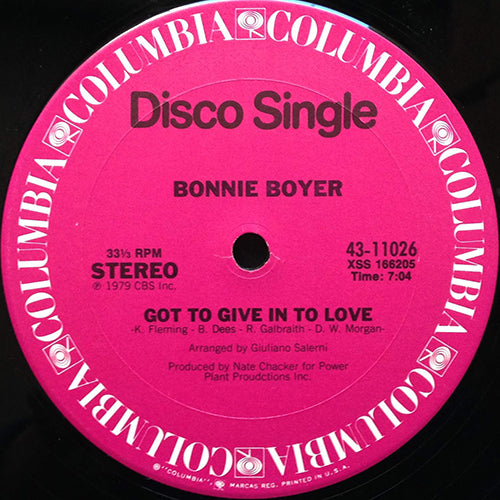 BONNIE BOYER // GOT TO GIVE IN TO LOVE (5:56) / NEVER, NEVER (5:45)