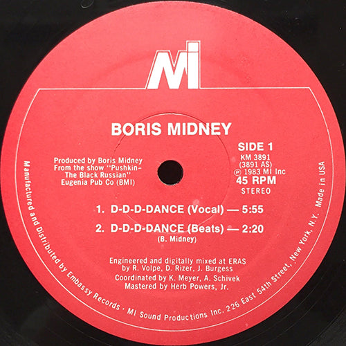 BORIS MIDNEY // D-D-D-DANCE (5:55) / BEATS (2:20) / INST (5:45) / BEATS (2:27)