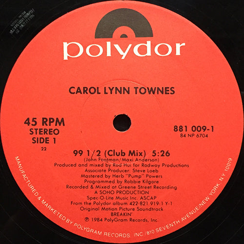 CAROL LYNN TOWNES // 99 1/2 (5:26) / DUB (5:26)
