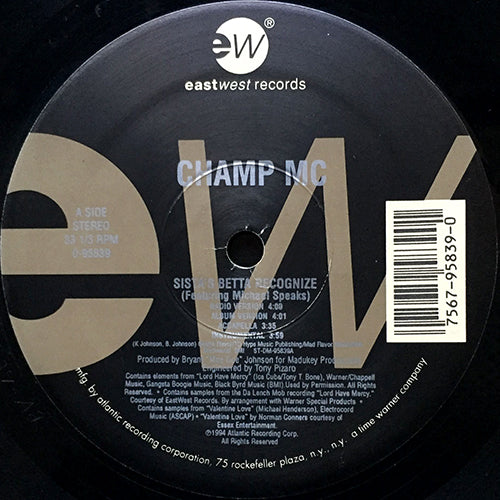 CHAMP MC // SISTA'S BETTA RECOGNIZE (4VER) / DO U KNOW MY STYLE (4VER)