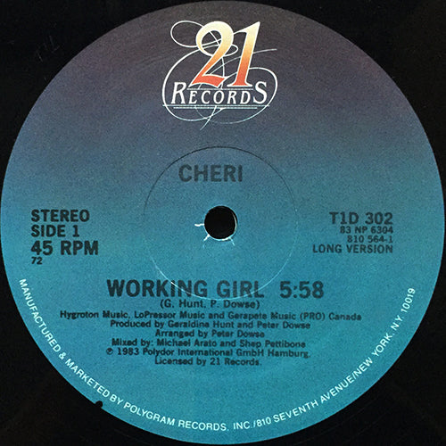 CHERI // WORKING GIRL (LONG VERSION) (5:58) / SO SURE (LONG VERSION) (6:27)