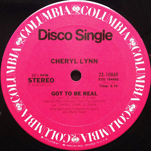 CHERYL LYNN // GOT TO BE REAL (5:10) / STAR LOVE (7:23)