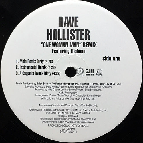 DAVE HOLLISTER // ONE WOMAN MAN (REMIX & ORIGINAL) (7VER)