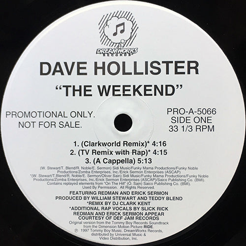 DAVE HOLLISTER // THE WEEKEND (REMIXES) (6VER)