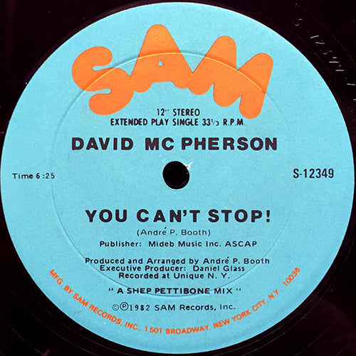 DAVID MCPHERSON // YOU CAN'T STOP (6:25) / INST (7:21/3:50)