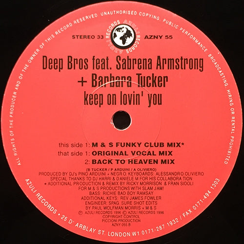 DEEP BROS. feat. S. ARMSTRONG + BARBARA TUCKER // KEEP ON LOVIN' YOU (6VER)