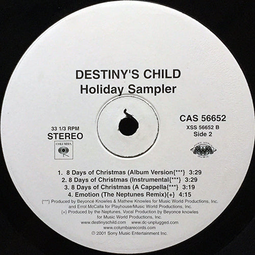 DESTINY'S CHILD // HOLIDAY SAMPLER (EP) inc. 8 DAYS OF CHRISTMAS (3VER) / EMOTION (2VER) / SEXY DADDY (3VER)