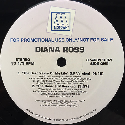 DIANA ROSS // THE BEST YEARS OF MY LIFE (4:19) / THE BOSS (3:57) / AIN'T NO MOUNTAIN HIGH ENOUGH (6:00) / SOMEDAY WE'LL BE TOGETHER (3:25)