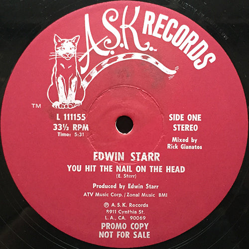 EDWIN STARR // YOU HIT THE NAIL ON THE HEAD (5:31) / SWEETEST THING (2:56)