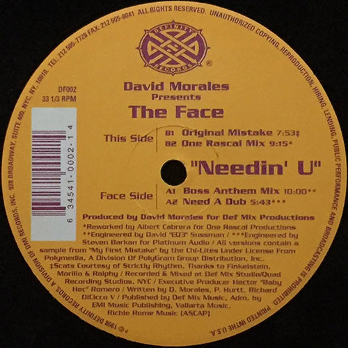 DAVID MORALES presents THE FACE // NEEDIN' U (4VER)