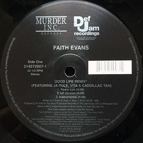 FAITH EVANS feat. JA RULE, VITA & CADDILLAC TAH / JA RULE // THE GOOD LIFE (JA RULE REMIX) (3VER) / FURIOUS (3VER)