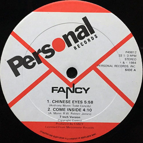 FANCY // CHINESE EYES (5:58) / COME INSIDE (7 INCH VERSION) (4:10) / (AMERICAN REMIX #1) (9:00)