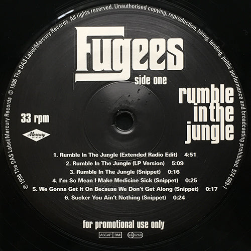 FUGEES feat. A TRIBE CALLED QUEST, BUSTA RHYMES & FORTE // RUMBLE IN THE JUNGLE (6VER) / I'M SO MEAN I MAKE MEDICINE SICK / WE GONNA GET IT ON BECAUSE WE DON'T GET ALONG / SUCKER YOU AIN'T NOTHING